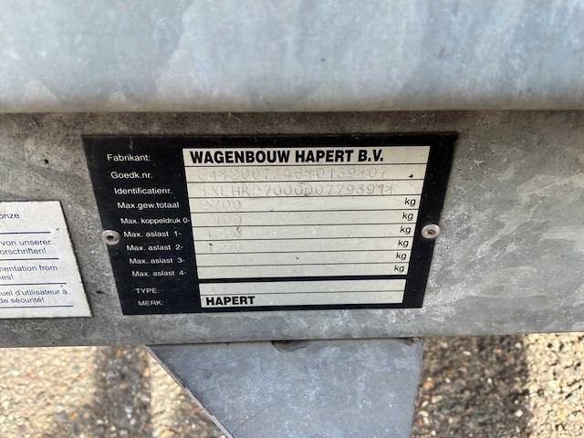 2016 hapert gesloten aanhanger 300x150x180cm 2700kg - afbeelding 4 van  12