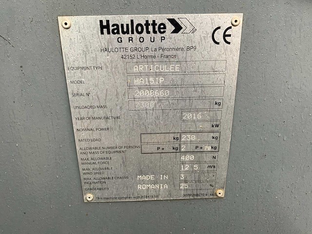 2016 haulotte articulee ha15 ip zelfrijdende kniktelescoophoogwerker - afbeelding 14 van  24