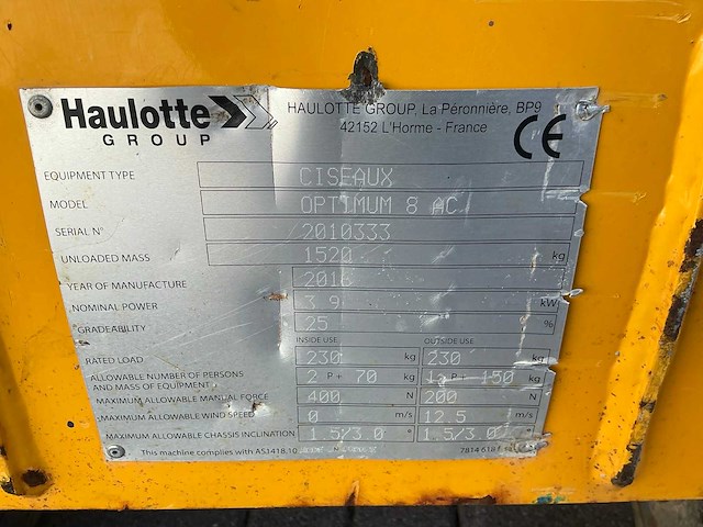 2016 haulotte optimum 8 hoogwerker - afbeelding 4 van  12