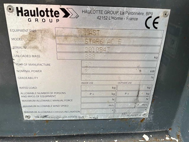 2016 haulotte star6 afmeting ac e hoogwerker - afbeelding 5 van  13