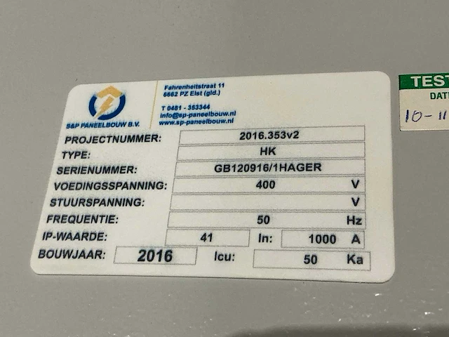 2016 hoofdverdeelkast - afbeelding 3 van  12