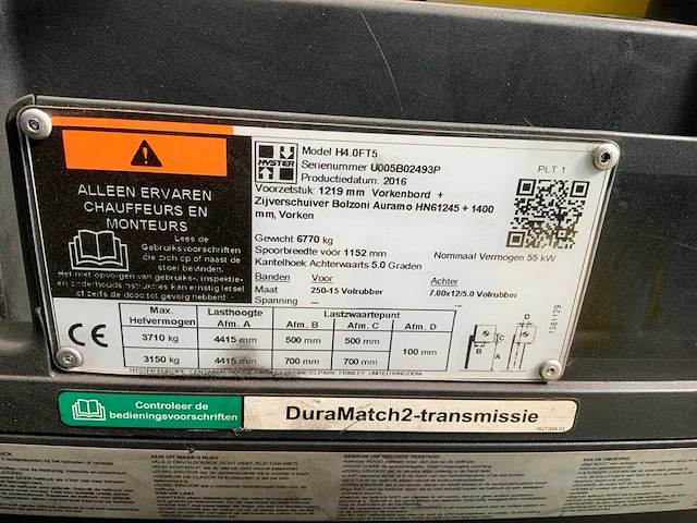 2016 hyster 4.0 vorkheftruck - afbeelding 12 van  21