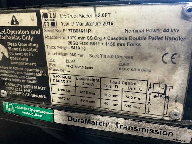 2016 hyster h 3.0 ft vorkheftruck - afbeelding 14 van  21
