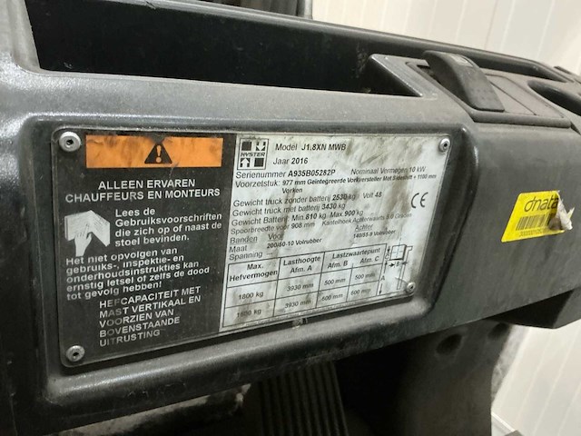 2016 hyster j1.8xn mwb vorkheftruck - afbeelding 9 van  29