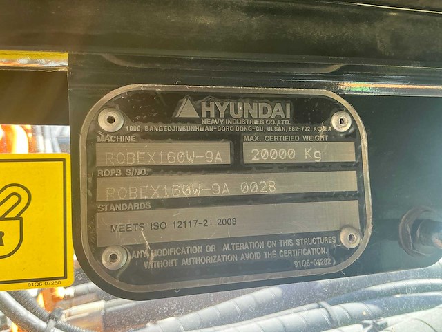2016 hyundai robex 160w-9a bandengraafmachine - afbeelding 29 van  30
