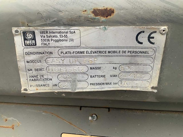 2016 imer/iteco easy up5sp hoogwerker - afbeelding 6 van  14