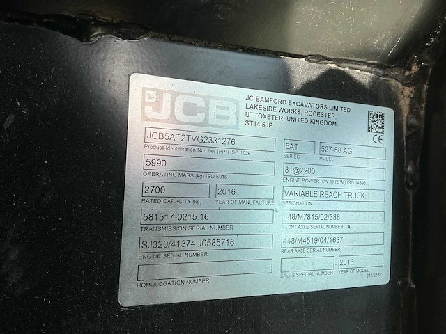 2016 jcb 527-58 agri plus 4x4 verreiker – 2.700 kg – 5,8m - afbeelding 31 van  37