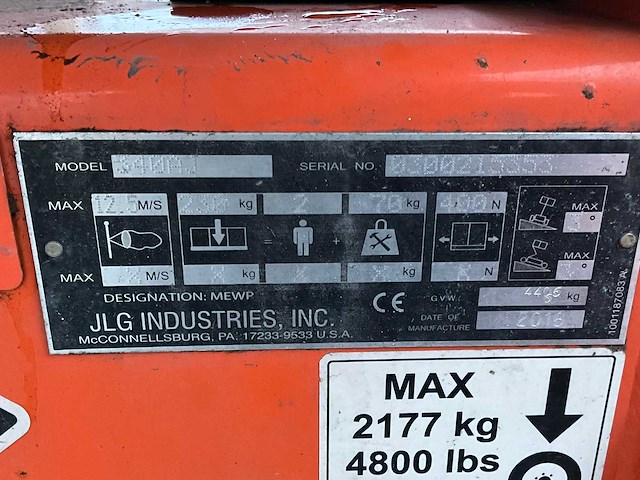 2016 jlg 340aj hoogwerker 4x4 - afbeelding 42 van  47