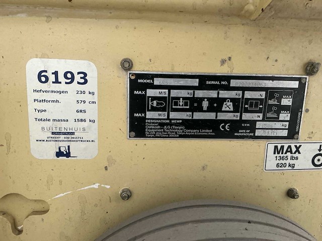 2016 jlg 6rs hoogwerker - afbeelding 17 van  18