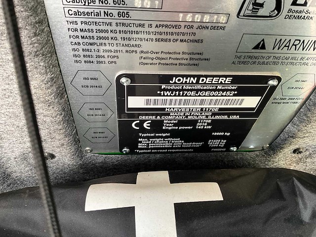2016 john deere 1170e harvester - afbeelding 17 van  60