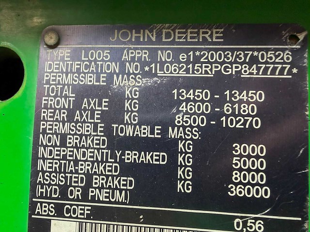 2016 john deere 6215r vierwielaangedreven landbouwtractor - afbeelding 7 van  15