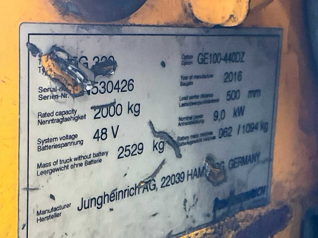 2016 jungheinrich efg 320 vorkheftruck - afbeelding 6 van  14