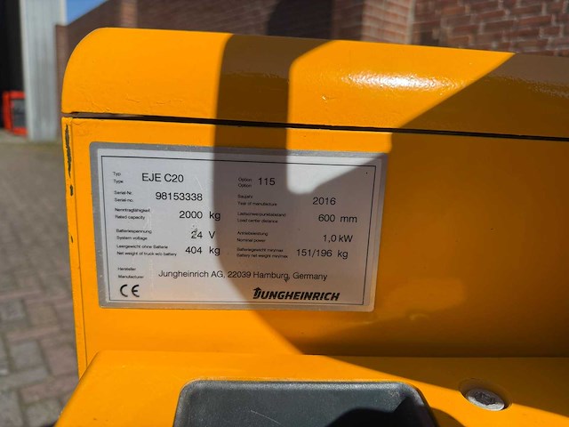 2016 jungheinrich eje c20 elektrische palletwagen - afbeelding 8 van  8