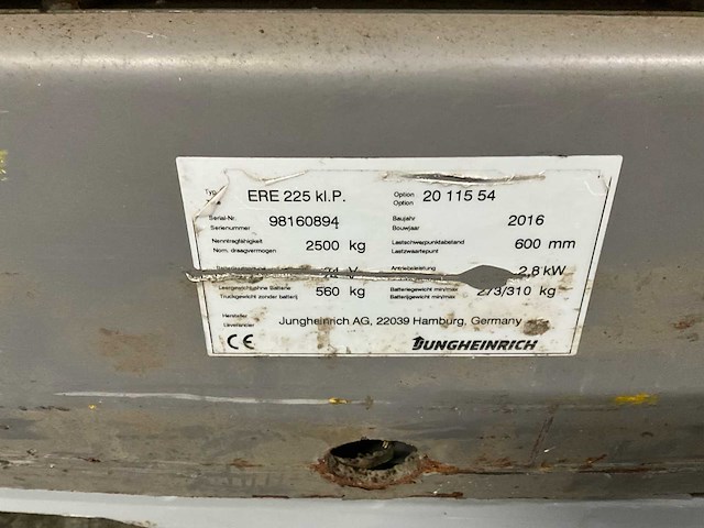 2016 jungheinrich ere 225 elektrische palletwagen - afbeelding 7 van  7