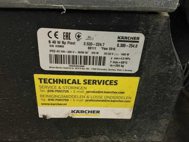 2016 kärcher b40 w bp schrob / zuigmachine - afbeelding 8 van  8