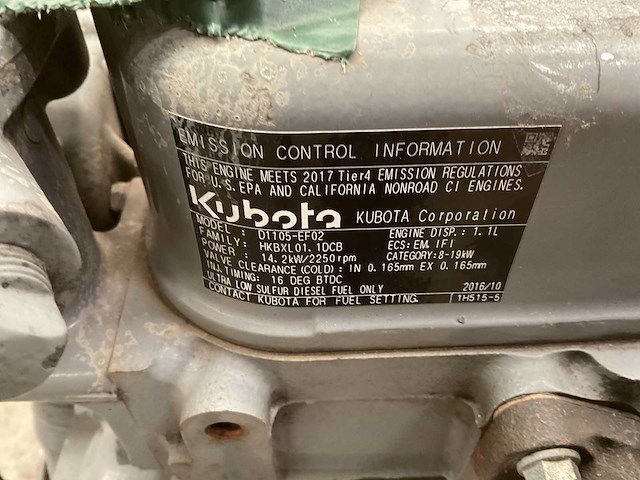 2016 kubota d1105-ef02 dieselmotor - afbeelding 2 van  10