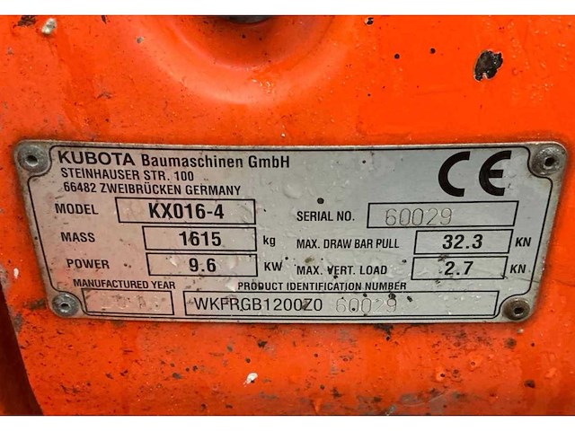 2016 kubota kx016-4 minigraafmachine - afbeelding 18 van  25