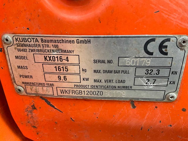 2016 kubota kx016-4g minigraafmachine - afbeelding 26 van  32