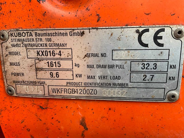 2016 kubota kx016-4g minigraafmachine - afbeelding 26 van  32