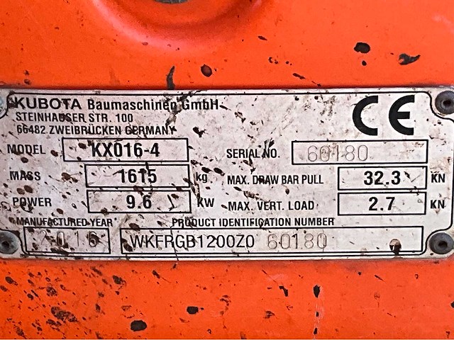 2016 kubota kx016-4g minigraafmachine - afbeelding 35 van  39