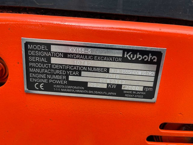 2016 kubota kx155-5 minigraafmachine - afbeelding 29 van  34