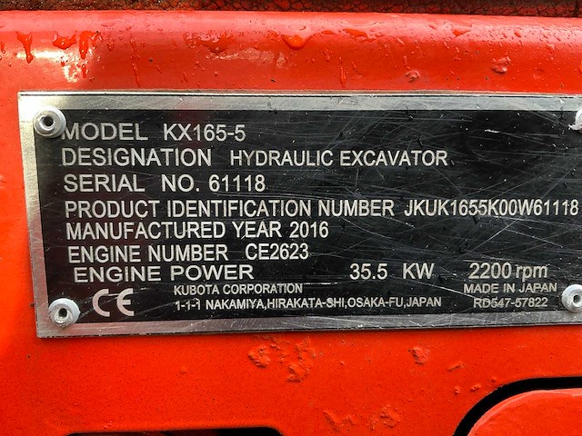 2016 kubota kx165-5 midigraafmachine - afbeelding 36 van  41