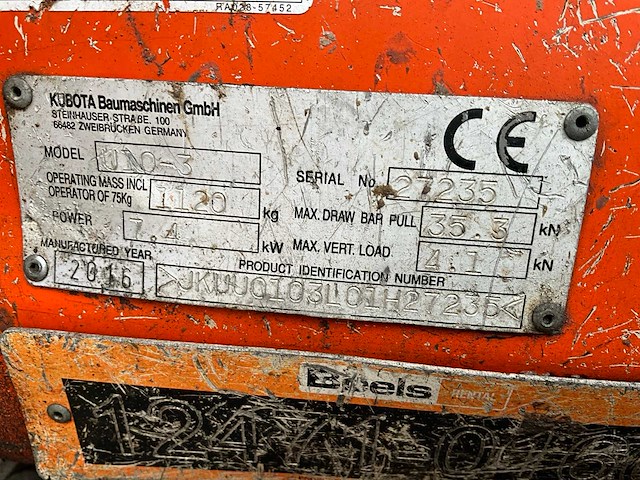 2016 kubota u10-3 mini graafmachine - afbeelding 7 van  15