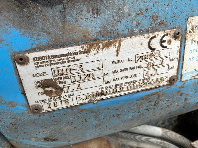 2016 kubota u10-3 minigraafmachine - afbeelding 29 van  36