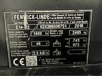 2016 linde e14-02 accu 2022 vorkheftruck - afbeelding 15 van  20