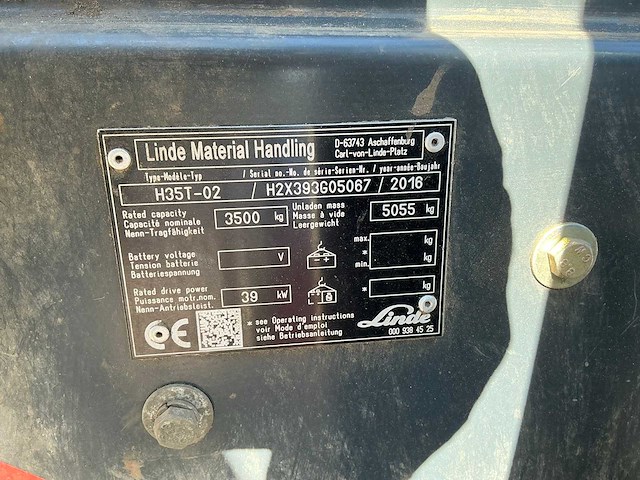2016 linde h35t-02 evo heftruck met wifo grondbak - afbeelding 13 van  21