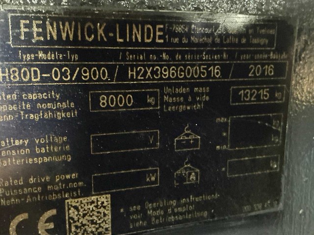 2016 linde h80d-03/900 vorkheftruck - afbeelding 14 van  21
