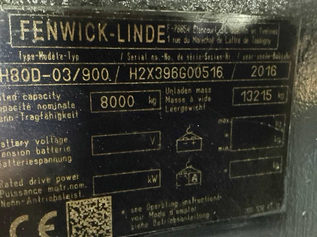 2016 linde h80d-03/900 vorkheftruck - afbeelding 14 van  21