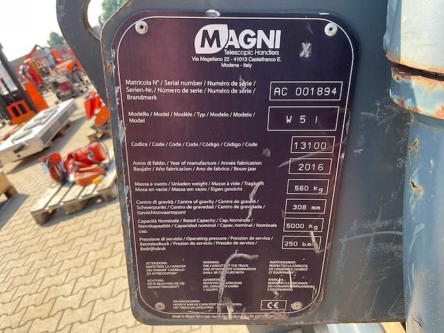 2016 magni w51 heftruck / staalkabellier - afbeelding 2 van  9