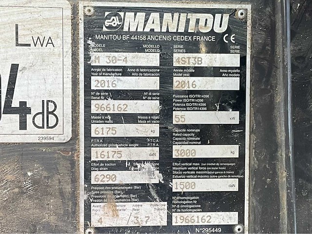 2016 manitou m30-4 vorkheftruck - afbeelding 19 van  25
