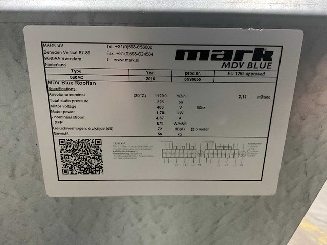 2016 mark 560ac afzuiginstallatie / dakventilator - afbeelding 4 van  4