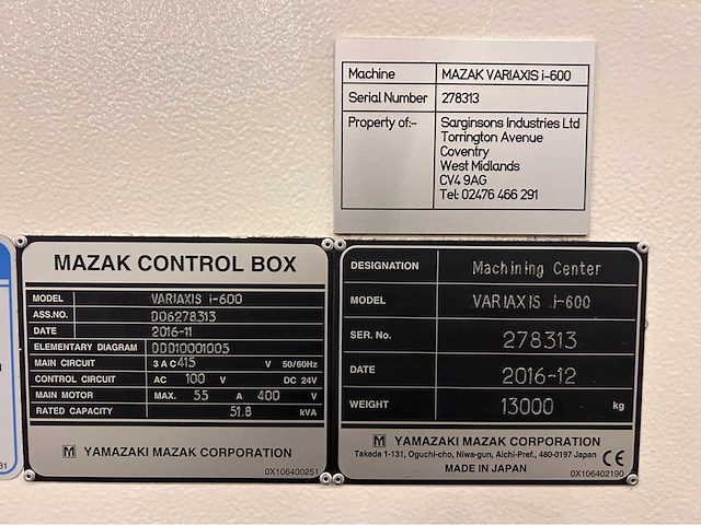 2016 mazak i-600 cnc universeel machinecentrum - afbeelding 16 van  22