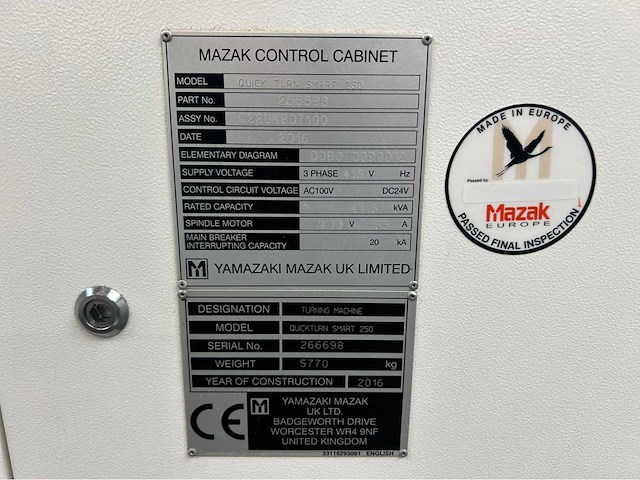 2016 mazak quickturn smart 250 cnc draaibank - afbeelding 15 van  24