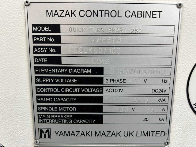 2016 mazak quickturn smart 250 cnc draaibank - afbeelding 16 van  24