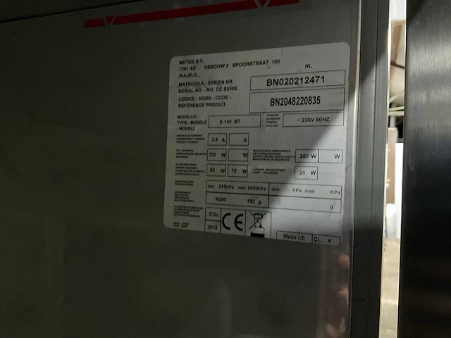 2016 metos s 140 bt dubbeldeurs vrieskast - afbeelding 6 van  6