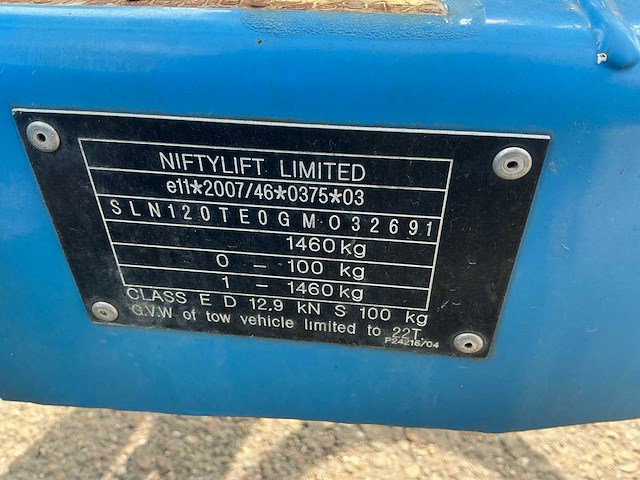 2016 niftylift 120te mk1c hoogwerkeraanhangwagen - afbeelding 14 van  21