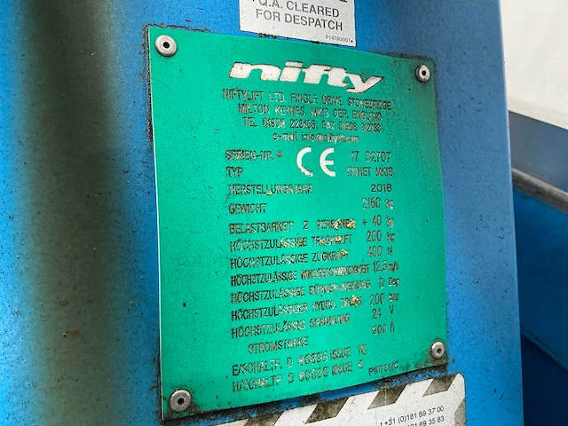 2016 niftylift 170het mk1b hoogwerkeraanhangwagen - afbeelding 25 van  32