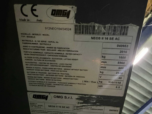 2016 omg neos 16 reachtruck - afbeelding 3 van  12