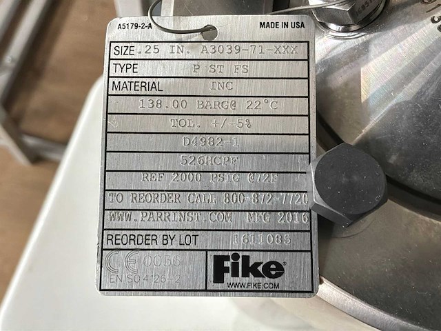 2016 parr instrument company pressure vessel drukvat - afbeelding 7 van  8