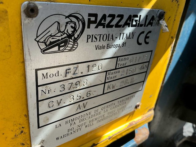 2016 pazzaglia fz.12p zelfrijdende hydraulische bomenrooier/kluitenrooier op rubs - afbeelding 4 van  6