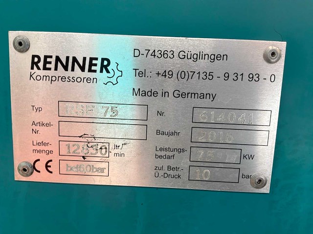 2016 renner rsf 75 schroefcompressor - afbeelding 4 van  4