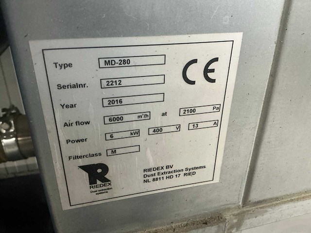 2016 riedex md 280 filter afzuiginstallatie - afbeelding 6 van  9