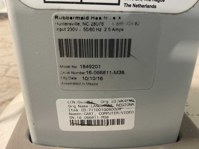 2016 rubbermaid 1849201 hospital cart computer monitor - afbeelding 9 van  9