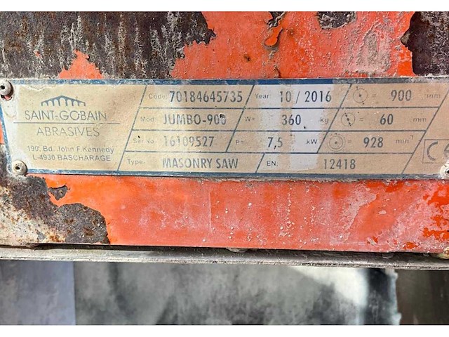 2016 saint gobain jumbo 900 steen tafelzaagmachine - afbeelding 6 van  14