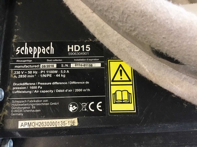 2016 scheppach hd15 filter afzuiginstallatie - afbeelding 8 van  11