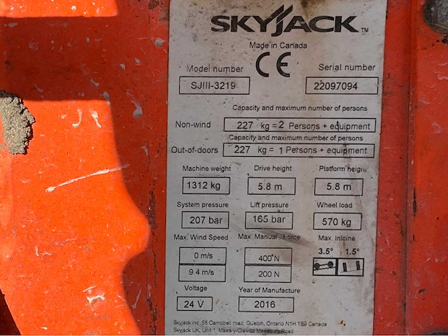 2016 skyjack sj iii 3219 hoogwerker - afbeelding 24 van  30